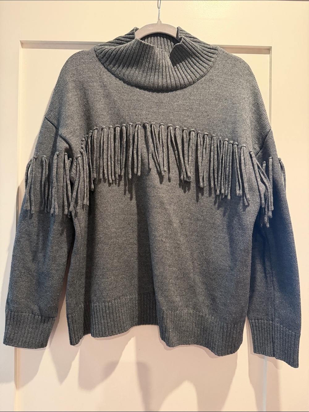 Jason Wu Gray Fringe Cowl Neck Sweater